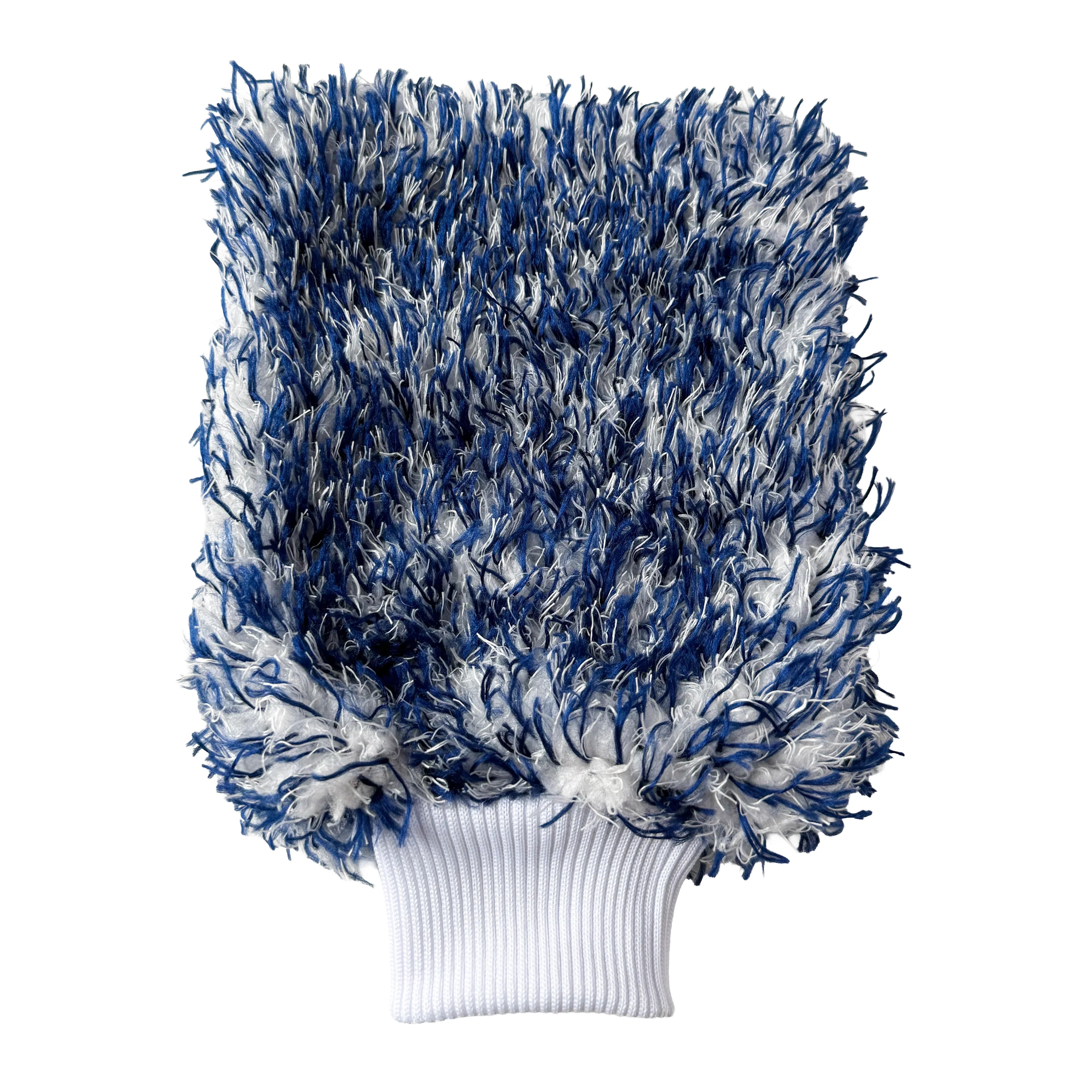 Ceratek blue and white microfiber car wash mitt for ceramic coating application
